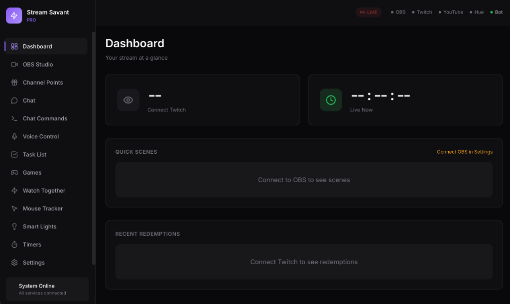 Stream Savant Dashboard